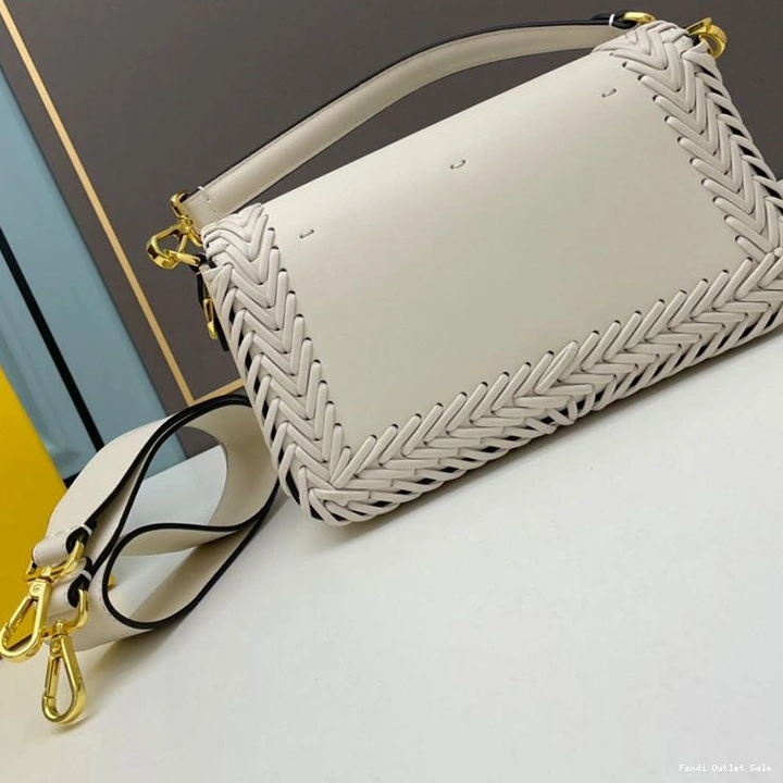 Cheap In Baguette Medium Stitching Bag Fendi Leather White 0816